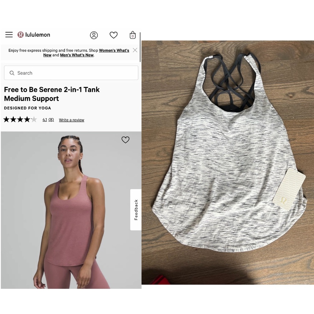 NWT LULULEMON “FREE TO BE SERENE” TANK